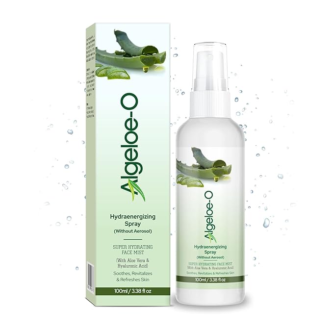 ALGELOE-O Hydraenergizing, Super Hydrating Face Mist Spray with Aloe vera & Hyaluronic acid for Instant Skin Moisturization, Revitalizes & Refreshes Normal Oily Dry & Sensitive skin- 100 ml