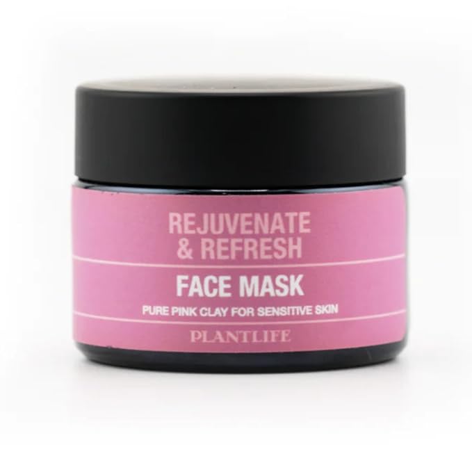 Plantlife Rejuvenate & Refresh Face Mask with Pink Clay, Skincare Facial Mask for Controlling Oil and Refining Pores, Invigorate and pamper your sensitive skin - Mix with Water or Essential Oil