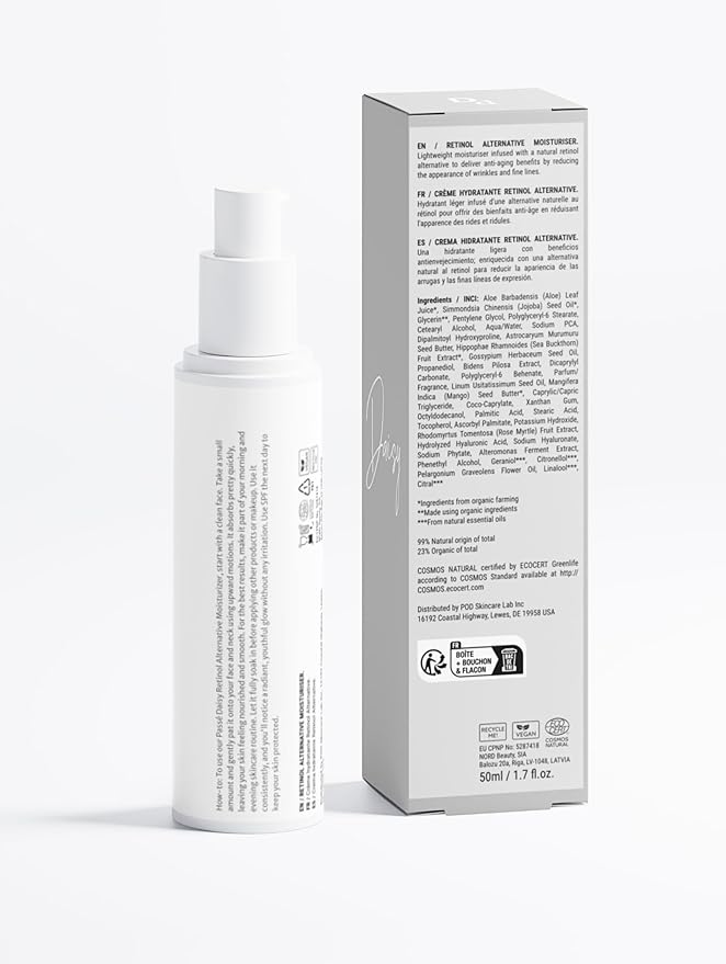 Passé Daisy, Almost Retinol Sérum, Daily Renewal, Face Care, Skin Booster, Age-Defying, Vitamins, Antioxidants, Softens Look of Fine Lines, Sensitive Skin, Lightweight, Natural Formula, 1.69 Fl Oz.