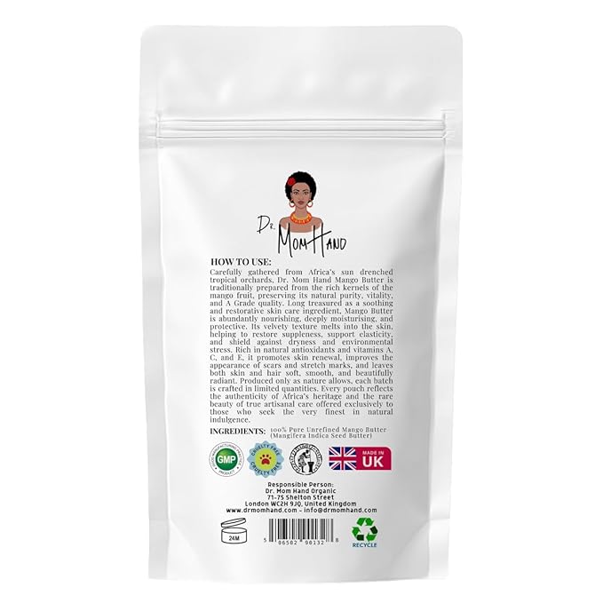 Organic Raw Mango Butter | 100% Pure,Natural & Unrefined Multi-Purpose Body & Face Butter for Dry Skin, Hair & Lips, 3.53 oz.