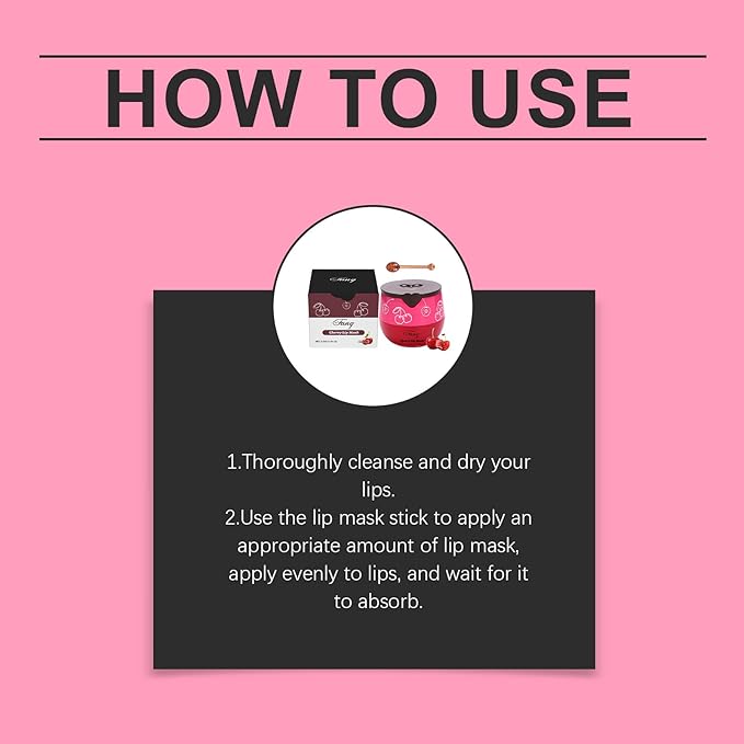 Lip Mask for Overnight Repair - Hydrating Lip Sleeping Mask with Vitamin E & Coconut Extract - Moisturizing Lip Balm Pack for Dry Lips, Non-Sticky Honeybalm Formula (Cherry)