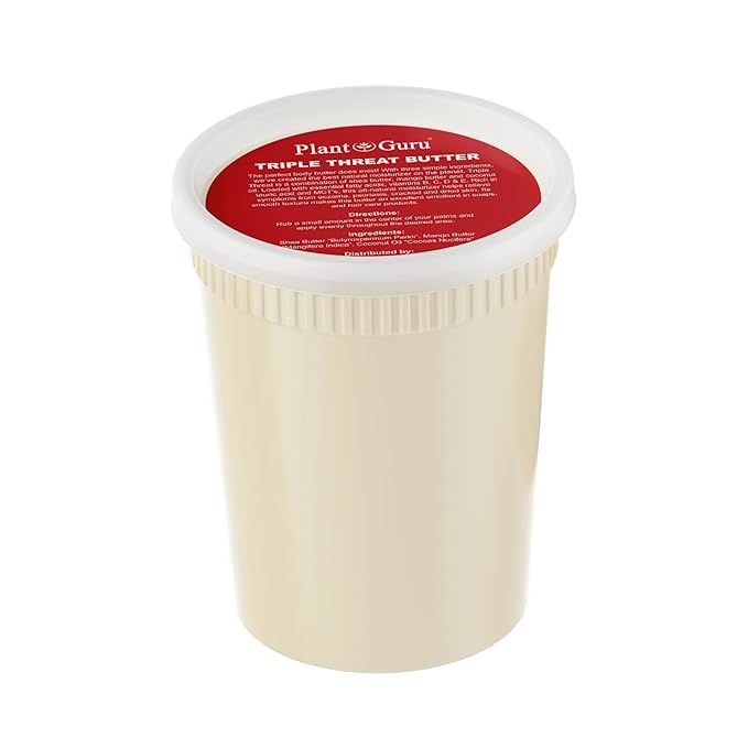 Triple Threat Body Butter 30 oz. / 1.9 lbs. - Blend of Shea, Mango & Coconut Oil - 100% Pure Natural Raw Unrefined Moisturizer For Dry Skin, Face And Hair. Great For Lip Balm and Soap Making
