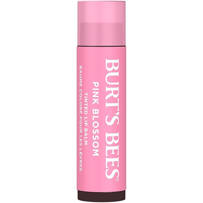 Burt’s Bees Tinted Lip Balm Pink Blossom; 8 Hour Moisture; Provides a Hint of Color; Nourishing Shea Butter; 100% Natural Origin; 1 Tube; 0.15 Oz. (Package May Vary)