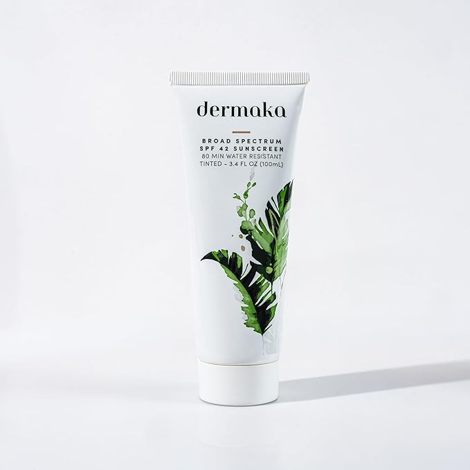 Dermaka Lightly Tinted Mineral Sunscreen SPF 42 – Anti-Aging Face Moisturizer with Zinc Oxide & Aloe Vera – Water Resistant, Non-Greasy & Reef Safe for Sensitive Skin – 3.4 oz