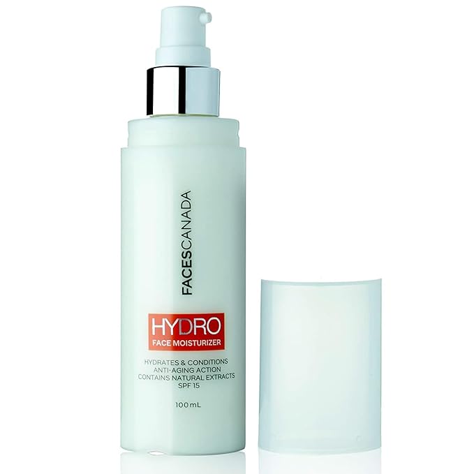 FACESCANADA Hydro Face Moisturizer | Hydrates & Conditions Skin | Anti Aging with Natural Extracts | SPF 15 Sun Protection | Lightweight Daily Cream | 3.38 Fl Oz (100ml)