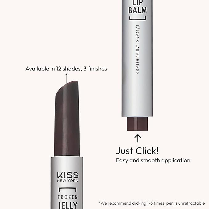 KISS NEW YORK Frozen Jelly Lip Balm Pen, High Shine Lip Gloss for Sheer Tint, Hydrating Melting Lipstick With Hyaluronic Acid, Cooling Effect With Menthol, Non-Sticky & Long Lasting (Burgundy)