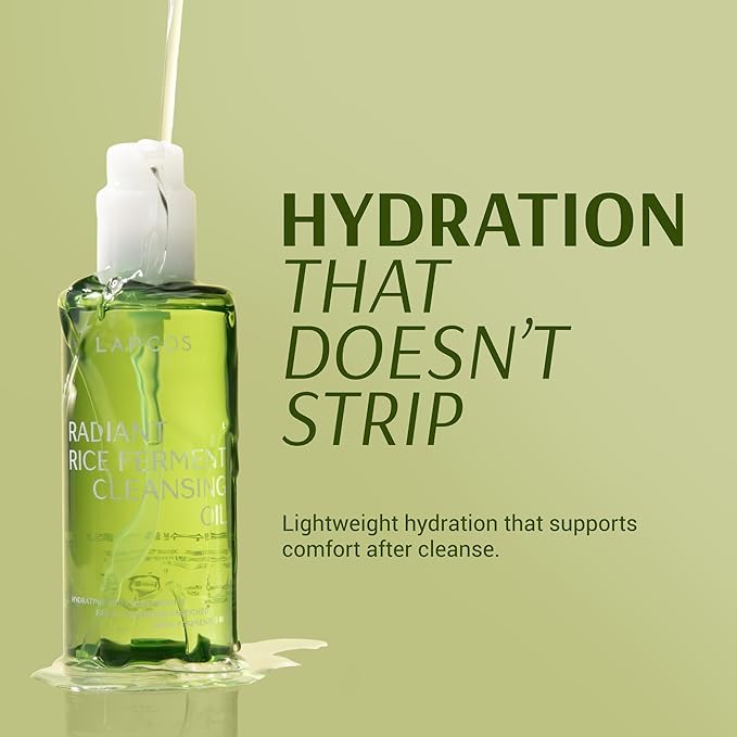 LAPCOS Fermented Rice Deep Hydration Cleansing Oil - Lightweight, Moisturizing and Hydrating Rice Bran Oil Face Wash Cleanser Makeup Remover - Vegan Korean Skin Care for All Skin Types 6.76 fl oz
