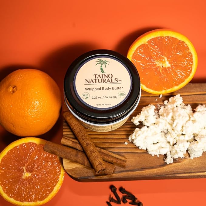Whipped Body Butter – Spiced Orange – Citrus, Shea & Mango Butter – 100% Natural Moisturizer for Dry Skin – 2.25 oz – Glass Jar