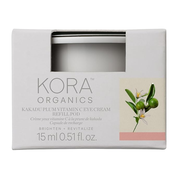 KORA Organics Kakadu Plum Vitamin C Eye Cream, Hydrating & Revitalizing, Certified Organic, Cruelty Free, Refillable, 0.51 fl oz