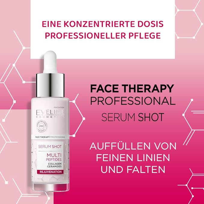Eveline Cosmetics Face Therapy Professional Serum Shot – Multi-Peptide Anti-Aging Treatment for Face, Neck & Décolleté | Vegan Formula