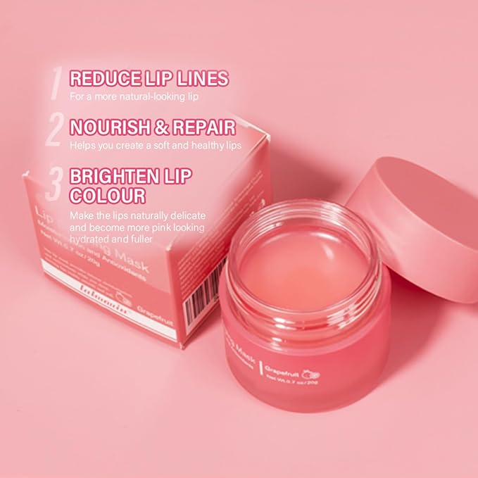 Sleeping Lip Mask, Long-Lasting Nourish & Hydrate Lip Mask, Lip Balm, Lip Skin Care, Hydrating Moisturizing Lip Night Sleep Care Lip Anti-chapped Lip Cream (03# Grapefruit)