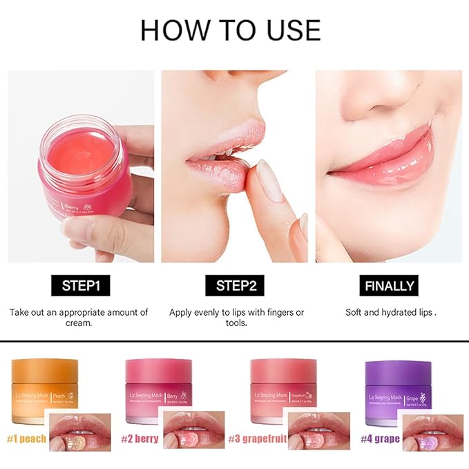 Sleeping lip mask, Repairing Lip Balm, Long-Lasting Nourish & Hydrate Lip mask, Hydrating, Moisturizing Lip Skin Care, Improve Lip Color, Reduce Lip Lines Anti-chapped Lip Cream (03# Grapefruit)