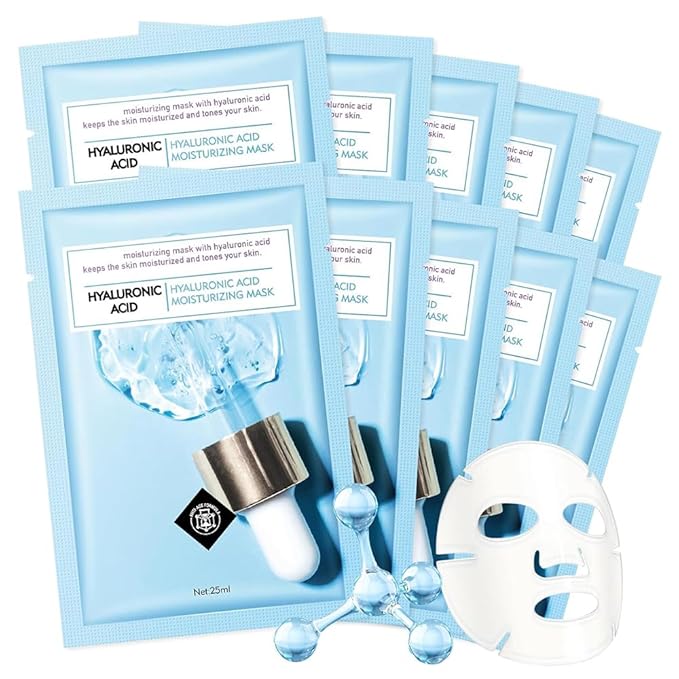 Facial Masks Skincare for Women,Moisturize Face Mask Sheet for Girl,Hydrating Face Mask for All Skin Types,Dry Skin & Sensitive Skin (10-Packs)