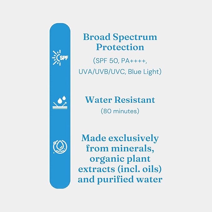 Mineral Face Sunscreen SPF 50, Tinted Aussie Zinc Oxide Sunblock, Hydrating Hyaluronic Acid, Reef Safe, Natural, Organic, Vegan, Australian Made, Ultra Nourishing, Unscented, 100g 3.4oz