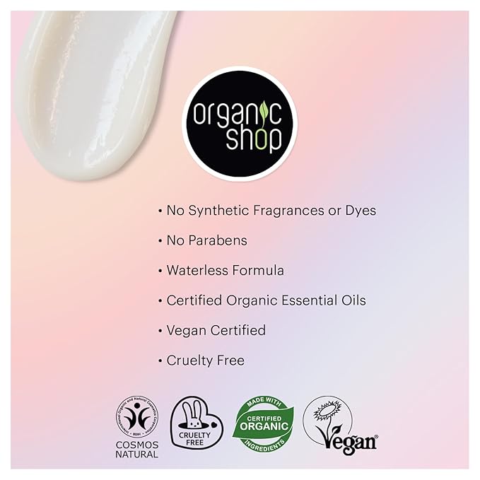Organic Shop Jojoba Oil, Lotus & Rose Extract, Ultra Softening & Hydrating Body Cream, 100% Vegan & Organic, Daily Moisturizer, Body, Face & Hand Natural Lotion, Intensive Care Hydration. 150ml