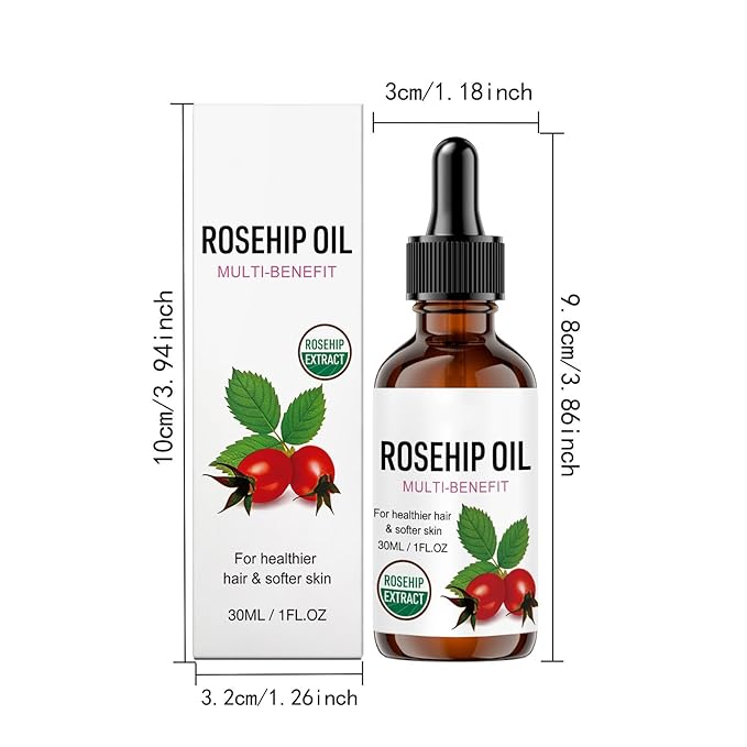 Rosehip Oil for Face, Rosehip Seed Oil, Organic Face Oil for Women, Hydrating Facial Oil for Daily Skincare, Nourishing Skin & Hair, Lightweight Moisturizing Oil (3PC)