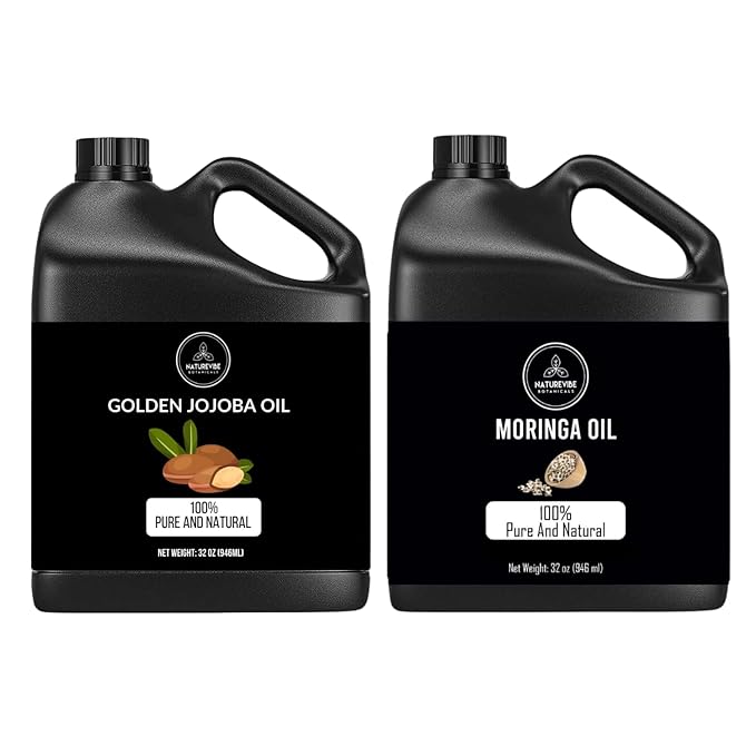 Naturevibe Botanicals Jojoba Oil 32oz and Moringa Seed Oil 32oz | Oil Combo
