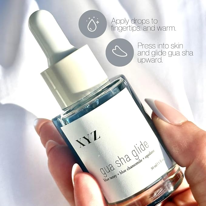 Gua Sha Glide Face Oil - Hydrating and Soothing With Azulene Blue Tansy, Blue Chamomile + Squalene | Moisturizer, Face Oil and Soothing Agent for All Skin Types - 1 fl oz (30ml)