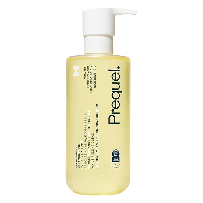 Prequel Skin Pre-Gleanse Oil Cleanser for Face. Double Cleansing Oil Skincare for Women with Cica and more. Non-Comedogenic Makeup Remover. Unscented Gentle Formula For All Skin Types. 13.5oz