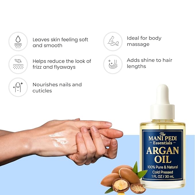 TMPE Argan Oil for Hair & Skin – 100% Pure Cold-Pressed Argan Oil, Lightweight Non-Greasy Hair Oil for Dry Damaged Hair, Face & Body Moisturizing Oil, Daily Use – 1 fl oz