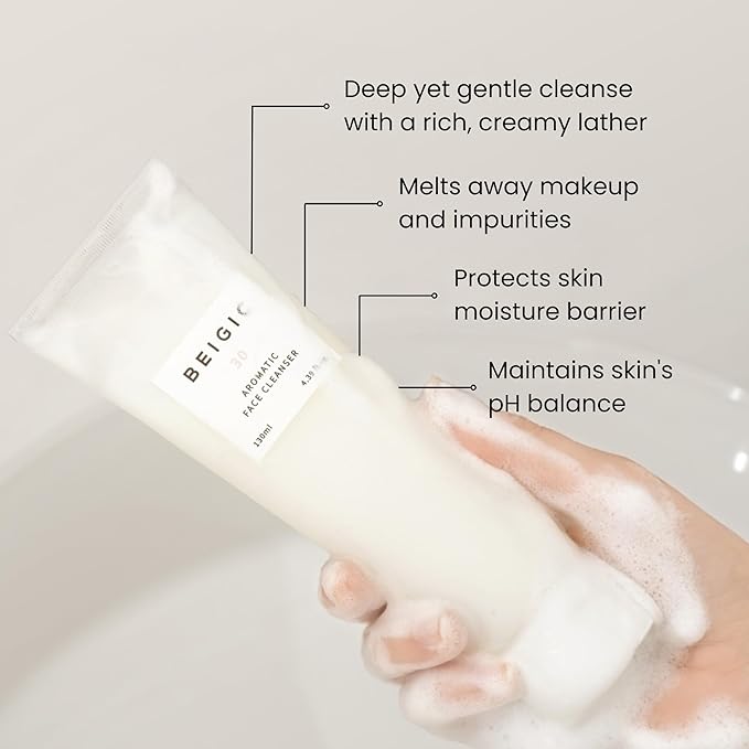 BEIGIC Aromatic Face Cleanser - Gentle Foaming Vegan Face Wash with Hyaluronic Acid & Micellar Water for sensitive skin