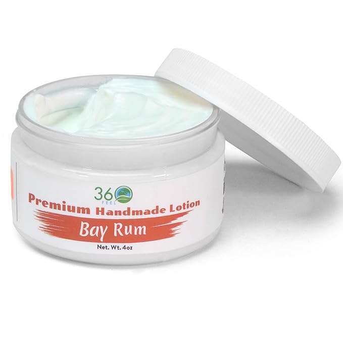 360Feel Bay Rum Body Lotion - Hydrates with Coconut & Olive Oil, Plant-Based, Non-Greasy, Sensitive Skin, All Day Use