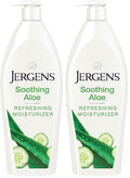 Jergens Soothing Aloe Body Lotion, Aloe Vera Body and Hand Moisturizer, Illuminating Hydralucence Blend, with Cucumber Extract, Dermatologist Tested, 21 Oz (Pack of 2)