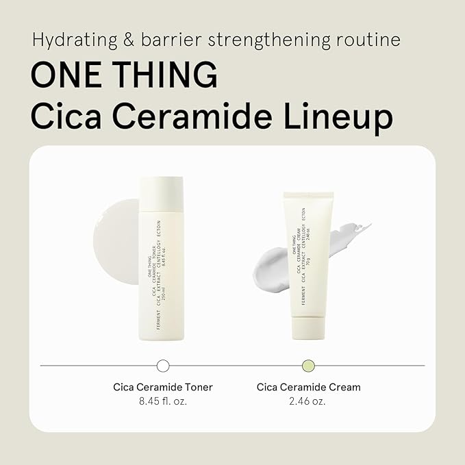 ONE THING Cica Ceramide Cream 2.47 Oz | Centella Asiatica Soothing Calming Hydrating Facial Moisturizer for All, Dry Combination Sensitive Skin, Barrier Repair Strengthening | Vegan Korean Skincare