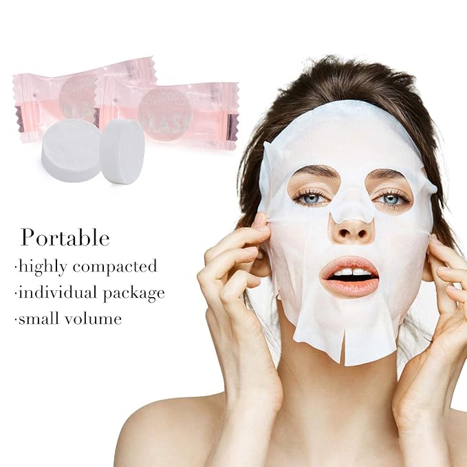 Natural 24Pcs DIY Compressed Facial Mask Cotton Face Mask Sheet Grain Skin Care Dry Sheet Mask Paper Face Cotton Mask Sheet with Free