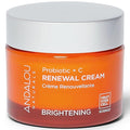 Andalou Naturals Probiotic + Vitamin C Renewal Cream - Complexion Enhancing Hydrating Face Moisturizer - Helps Promote Firmer Skin & More Even Tone - Lightweight, Non-Greasy Formula - 1.7 Oz