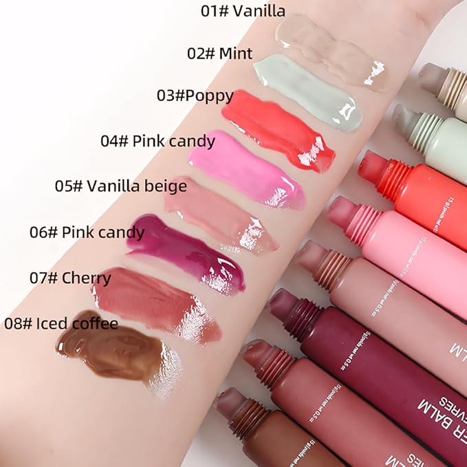 4 PCS Butter Lip Balm – Ultra-Hydrating Lip Care with Shea Butter & Olive Oil, Soothes Dry Lips with Natural Tint & Gloss Effect, Lip Plumper Moisture & Light Lip Stain Finish Set 03