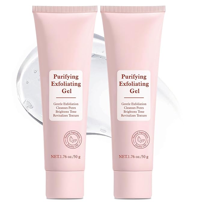 Purifying Exfoliating Gel, Facial Exfoliator Cleanser, Face Scrub, Natural Exfoliating Gel Purifying Cream, Gentle for Face Body, Deep Cleansing for All Skin (2PCS)