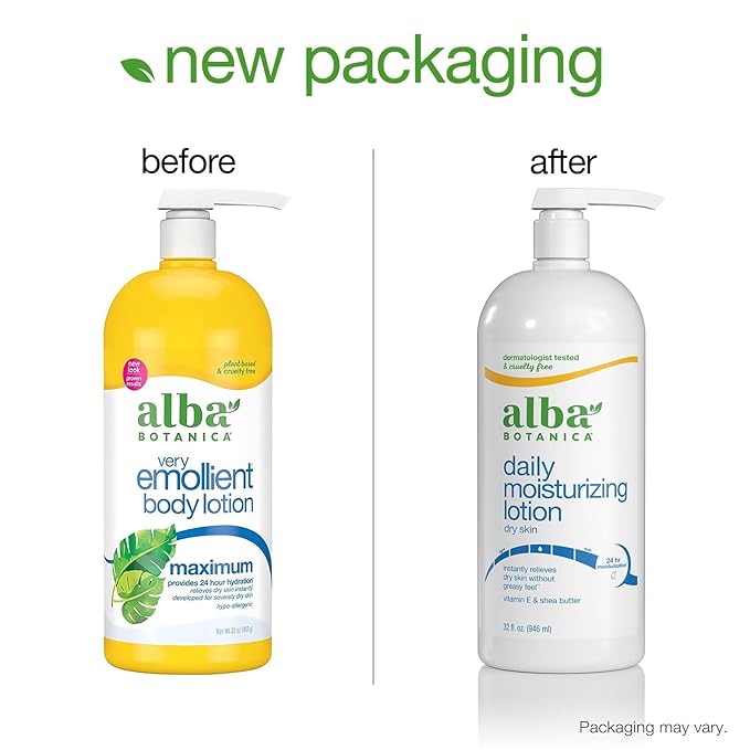 Alba Botanica Very Emollient Body Lotion, Maximum, 32 oz. (Packaging May Vary)