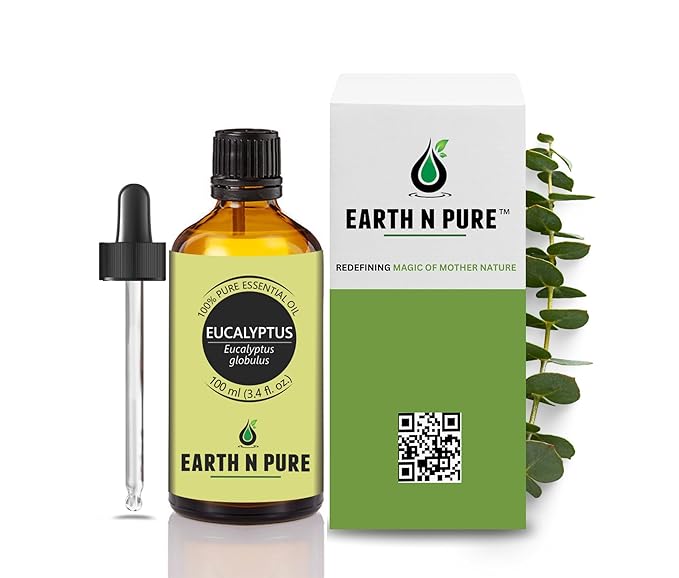 Earth N Pure Eucalyptus Essential Oil (Nilgiri Oil) Steam Distilled, Undiluted, Natural, Therapeutic Grade with Glass Dropper -100 ml
