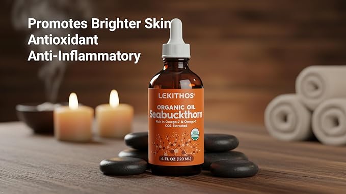 Organic Sea Buckthorn Oil | 4 FL OZ (120 ML) | CO2 Extract | Premium Omega 3-6-9 Complex | Skin Barrier Support | Promotes Cell Membrane | Dropper in Glass Bottle | Made In Germany