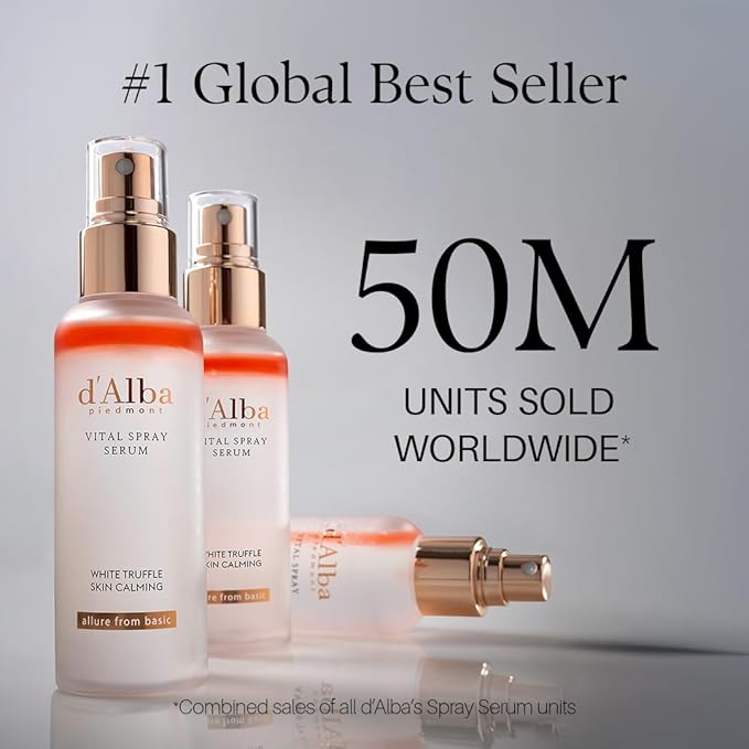 [2 Bottles] d'alba Piedmont Italian White Truffle Vital Spray Serum, Vegan Skin Care, Calming and Hydrating Facial Mist for Red and Sensitive Skin, Glow, Korean Skincare (total 6.76 fl oz.)