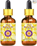 Deve Herbes Mustard Oil (Brassica juncea) with Glass Dropper | Cold Pressed | Pure | Natural | For Diluting Essential oils | Hair, Skin & Massage | Non-Sticky| Lightweight| Unisex | 50ml X 2 (3.38 oz)