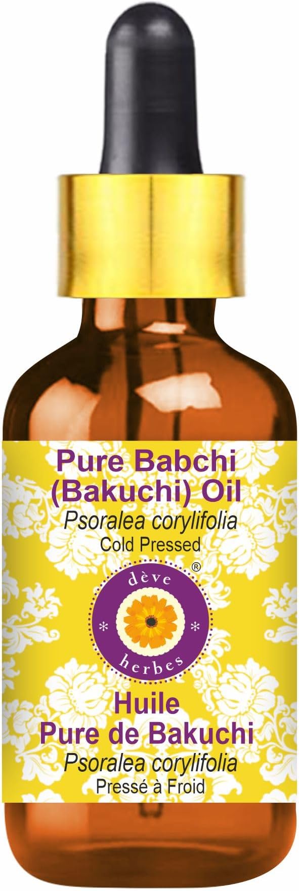 dève herbes Babchi (Bakuchi) Oil (Psoralea corylifolia) with Glass Dropper | Cold Pressed | Pure | for Diluting Essential Oils | Skin & Massage | Non-Sticky | Lightweight | Unisex | 100ml (3.38 oz)
