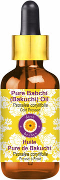 Deve Herbes Babchi (Bakuchi) Oil (Psoralea corylifolia) with Glass Dropper | Cold Pressed | Pure | For Diluting Essential oils | Skin & Massage | Non-Sticky | Lightweight | Unisex | 50ml (1.69 oz)