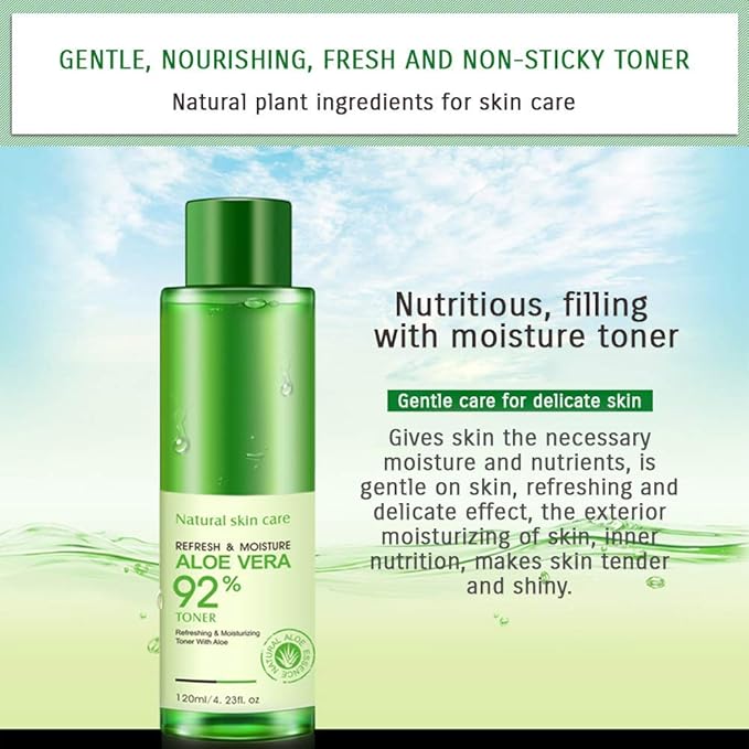 BIOAQUA 92% Aloe Vera Refresh Moisturizing Toner Natural Plant Skin Care 120ml