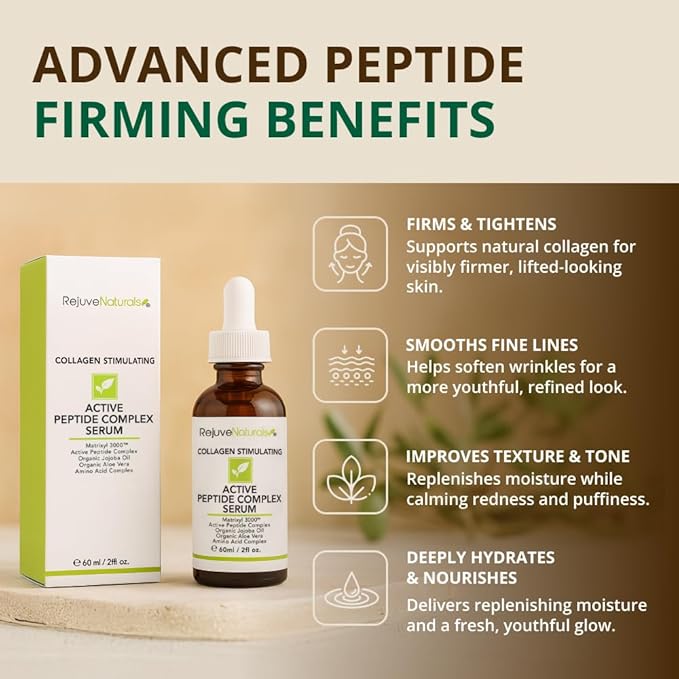 Peptide Complex Serum with Matrixyl 3000 (2 oz, Double-Sized) Minimizes Look of Fine Lines & Deep Wrinkles, Crow's Feet, Crepey Skin. Lightweight Anti Aging Moisturizer for Face & Neck