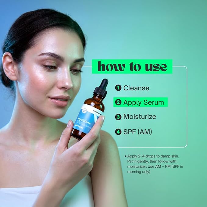 Hyaluronic Acid Serum for Face Made in USA 60 ml - Lightweight, Non-Greasy Hyaluronic Serum with Panthenol Vitamin B5 for All Skin Types Hydrating Skin Care Anti Aging Plupming Skincare