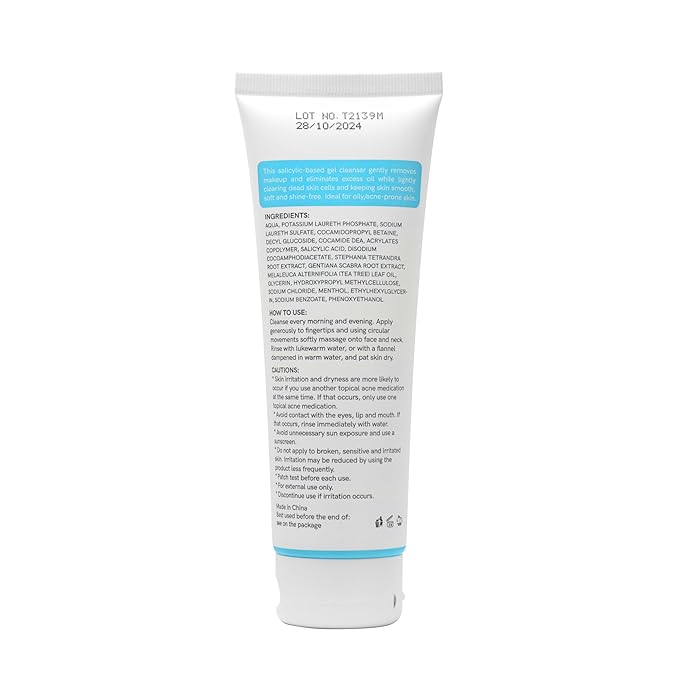Neutriherbs Salicylic Acid Gel Cleanser, Acne Prone Oil Control Face Wash, Unclog Pore, Remove Blackhead Facial Wash - 4oz