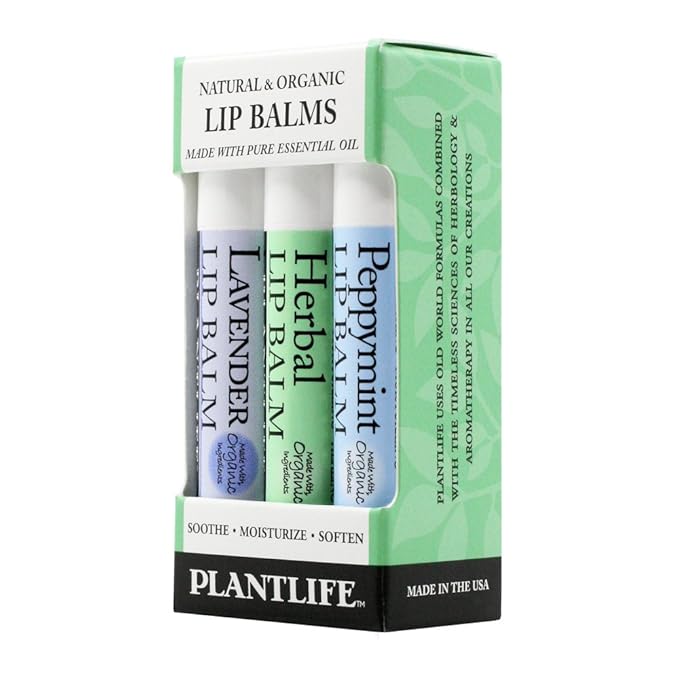 Plantlife Herbal Lip Balm 3 pack - We Blend the Finest Olive Oil with Organic Beeswax to Create the Most Soothing Lip Balm - Made in California