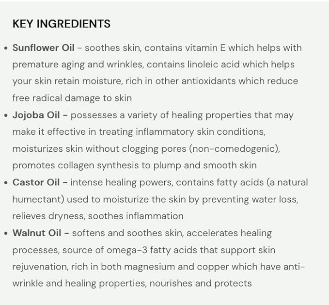 Makeup Removing & Cleansing Oil 2oz – Organic Cold-Pressed Formula with Sunflower, Jojoba, Castor & Walnut Oils – Gently Removes Waterproof Makeup