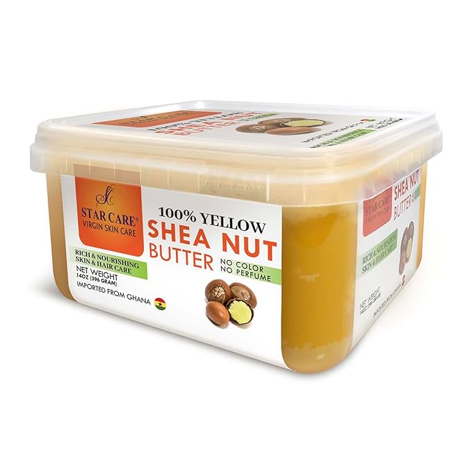 100% Pure Yellow Shea Nut Butter 14oz Unrefined & Raw Natural Moisturizer for Skin Hair & Lips, African Shea Butter Rich in Vitamins & Antioxidants No Added Color or Fragrance