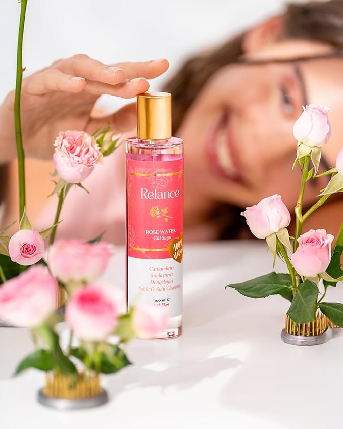 Relance Rose Water Tonic, Natural Skin Cleansing Solution, Pink, 100ml/3.38 Fl.oz, GMP Certified