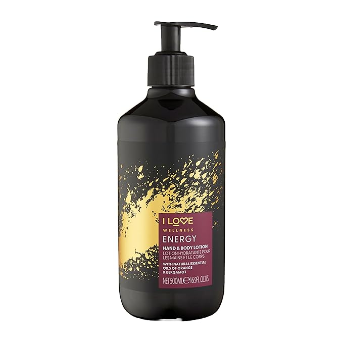 I LOVE Wellness Energy Hand and Body Lotion - Moisturizing Lotion for Dry Skin - Vitamin E Lotion - Orange and Bergamot Scent - 16.9 oz