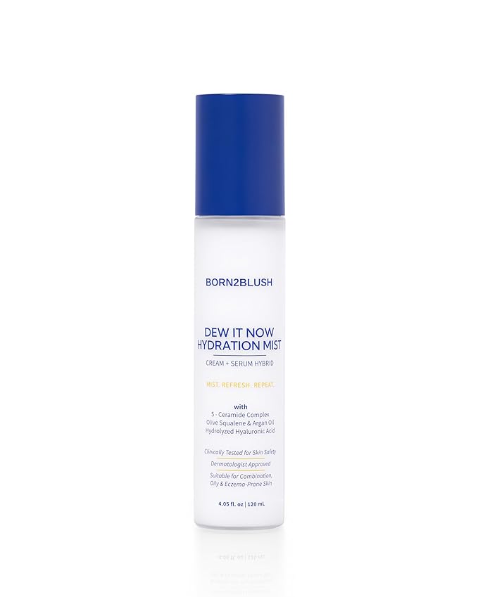 Dew It Now Hydrating Face Mist Spray | Probiotic Barrier-Boosting Facial Spray | Ceramides, Squalane & Argan Oil | Cream Serum Hybrid 3-in-1 | Sensitive Skin | 4fl oz 120ml