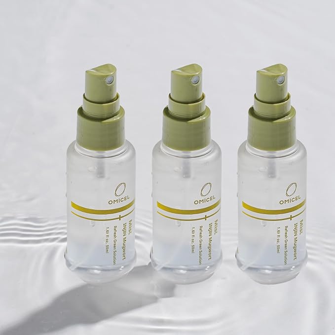 INJIN Mugwort Green Solution Mist (3 Count) - Hydrating Facial Toner Spray for Dewy, Glowing Skin | Moisturizing Makeup Setting Mist | Hemp Stem Extract, Bifida Ferment Lysate
